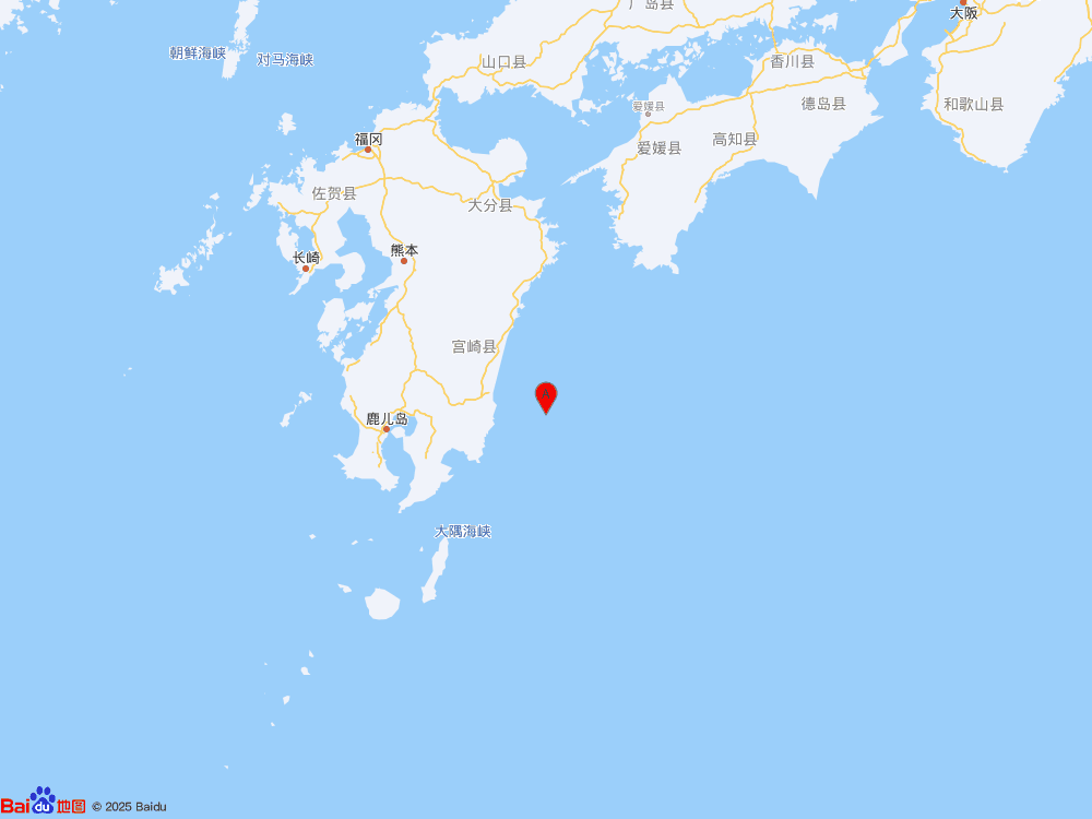 日本九州岛（北纬31.75度，东经131.90度）发生5.3级地震