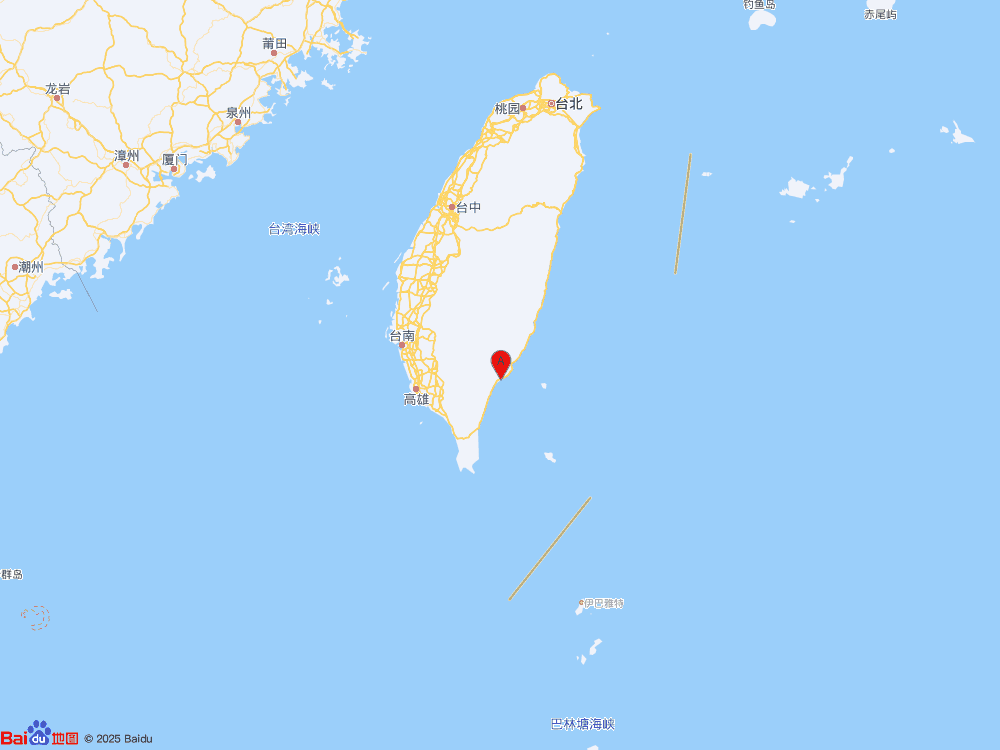 台湾台东县（北纬22.75度，东经121.10度）发生4.7级地震